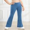 Stelle Girl's Flare Leggings High Waisted Yoga Pants Bootcut Dance Casual Pants Activewear Kids Bell Bottoms(Blue,XS) view 2