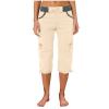 Capri Cargo Pants for Women Causal Lightweight Hiking Pants High Waisted Workout Outdoor Sports Yoga Pants Jogger Pants Beige view 2