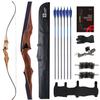 Sanlida Archery 60" Royal X8 One-Piece Bow Traditional Wooden Hunting Bow Handmade Hunting Bow and Arrows Kit for Adults & Traditional Archers, RH Only (35lbs, Dark Wood) view 1