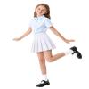 Auranso Girls Pleated Skirt Kids Tennis Elastic Waist Uniform Plaid Skirt White 8-9Y view 4