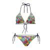 JEOCODY Boho Hippie Bikini Sets for Women 70s 80s Hawaiian Floral Women's High Waist Halter Set Two Piece Swimsuits String Triangle Beach, Boho Hippie Daisy Flower, X-Large view 1