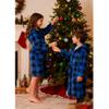 SRVNFBKT Boys Girls Robe Soft Fleece Bathrobe for Kids Blue Plaid 7-8Y view 2