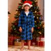 SRVNFBKT Boys Girls Robe Soft Fleece Bathrobe for Kids Blue Plaid 7-8Y view 3