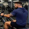 MAGCOMSEN Mens Hoodie Short Sleeve Hoodies Gym Athletic Lightweight Shirts Summer Moisture Wicking Pullover Workout Top Navy view 2