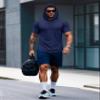 MAGCOMSEN Mens Hoodie Short Sleeve Hoodies Gym Athletic Lightweight Shirts Summer Moisture Wicking Pullover Workout Top Navy view 4