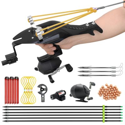 oubert Fishing Slingshot with Reel and Rubber Bands Professional Hunting Slinghshot Fishing Kit for Adults Fishing and Shooting