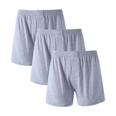 JEsilunmaMY Mens High Waist Loose Boxer Shorts Relaxed Fit Stretch Breathable Sleep Shorts Plus Size Soft Lounge Underwear (Grey-3PC,X-Large)