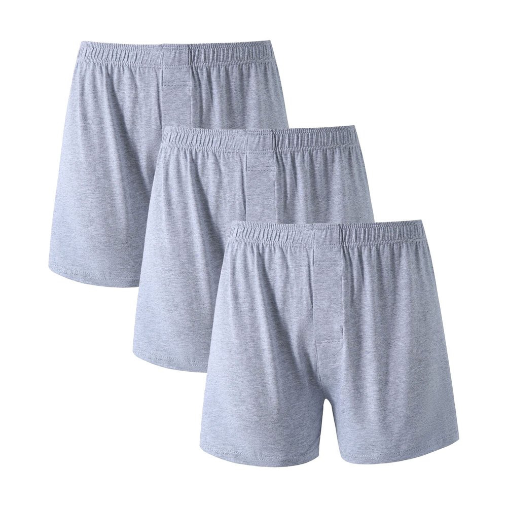 JEsilunmaMY Mens High Waist Loose Boxer Shorts Relaxed Fit Stretch Breathable Sleep Shorts Plus Size Soft Lounge Underwear (Grey-3PC,X-Large)