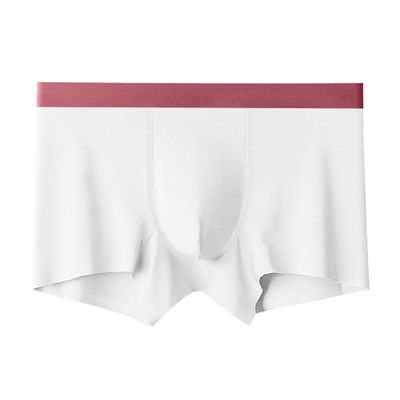 JEsilunmaMY Mens Ice Silk Moisture-Wicking Underwear Mid Waist Solid Color Boxer Briefs Seamless Soft Breathable Boxer Trunks (White-1PC,Large)