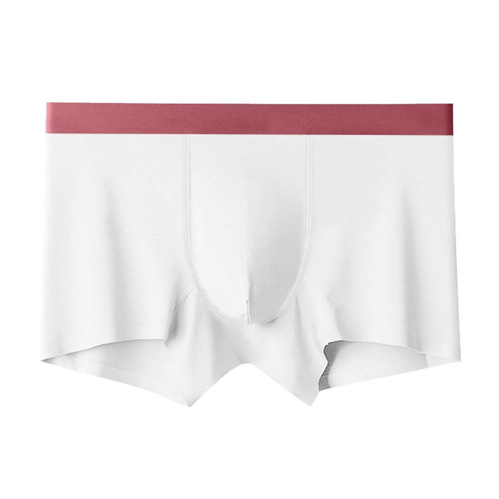 JEsilunmaMY Mens Ice Silk Moisture-Wicking Underwear Mid Waist Solid Color Boxer Briefs Seamless Soft Breathable Boxer Trunks (White-1PC,Large)