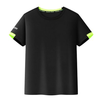 Huimingda Boys' Quick-Drying Short Sleeve T-Shirt Gym Outdoor Sports Running Athletic Tee Shirt Top Black 7-8 Years