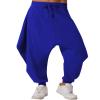 ODIZLI Harem Pants Men's Linen Pants Trousers Summer Pants Baggy Beach Pants Hammer Pants Loose Fit Yoga Pants Men with Pockets Mens Harem Pants Y2k Pants Summer Casual Royal Blue 3XL view 1