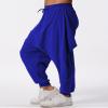 ODIZLI Harem Pants Men's Linen Pants Trousers Summer Pants Baggy Beach Pants Hammer Pants Loose Fit Yoga Pants Men with Pockets Mens Harem Pants Y2k Pants Summer Casual Royal Blue 3XL view 3