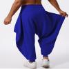 ODIZLI Harem Pants Men's Linen Pants Trousers Summer Pants Baggy Beach Pants Hammer Pants Loose Fit Yoga Pants Men with Pockets Mens Harem Pants Y2k Pants Summer Casual Royal Blue 3XL view 4