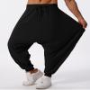 ODIZLI Black Harem Pants Men's Linen Trousers Summer Baggy Beach Loose Fit Yoga With Pockets Hammer Wide Leg Drawstring L view 4