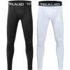 TELALEO 2 Pack Boys' Youth Compression Leggings Pants Tights Athletic Base Layer for Running Hockey Basketball Black White XL view 1
