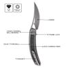 Cavolknife Kamasu Front Flipper Folding Knife,3.74" M390 Steel Blade Persian Knife,Titanium & GITD Carbon Fiber Handle Pocket Knife Glowing in the dark,Titanium Pocketclip(Grey) view 2