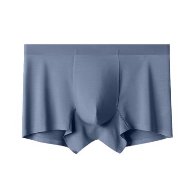 JEsilunmaMY Mid Waist Cotton Boxer Briefs for Men Plus Size Seamless Pouch Underwear Moisture-Wicking Breathable Trunks (Blue-1PC,Large)