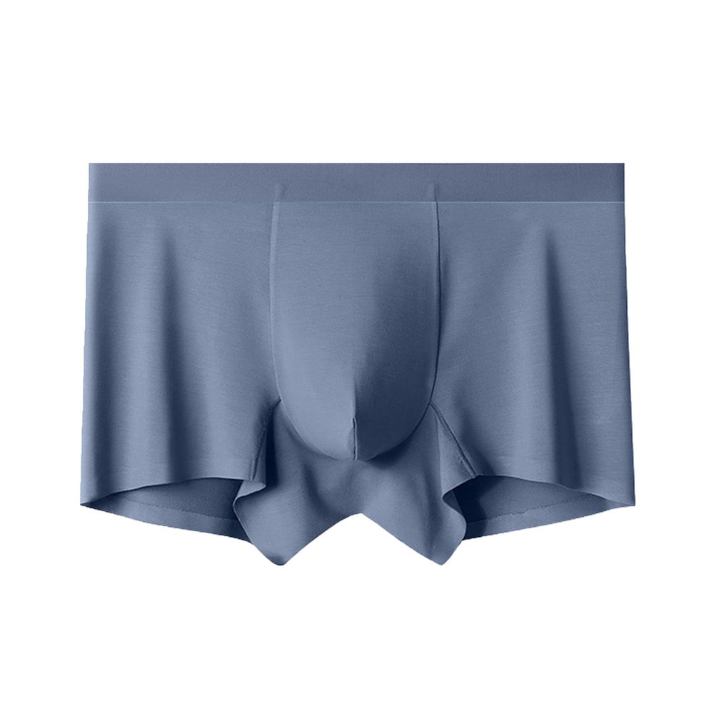 JEsilunmaMY Mid Waist Cotton Boxer Briefs for Men Plus Size Seamless Pouch Underwear Moisture-Wicking Breathable Trunks (Blue-1PC,Large)