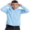 YEAHDOR Men SPF UV Jacket Long Sleeves UPF 50+ Protection Hooded Lightweight Full Zip Top Hiking Fishing Shirts Blue 3X-Large view 3