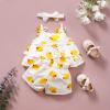 FOUTTUE Toddler Girls Sleeveless Cartoon Duck Prints Ruffles Vest Tops T Shirt Shorts Outfits Checke Top (Yellow, 3-6 Months) view 4