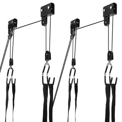 Therwen 2 Pack Kayak Hoist Lift Systems with 100 lb for Kayaks Canoes Surfboards Bikes Ladders Garage Storage Canoe Lift Pulley System Capacity Ceiling Mount Hoists