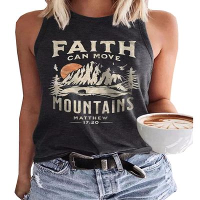 JMFXB Faith Can Move Mountains Matthew Tank Tops Women Outdoor Hiking Shirt Tops Adventure Sleeveless Camping Tank Tops (XL,Dark Grey)