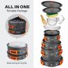 Odoland 15pcs Camping Cookware Non-Stick Lightweight Camping Pots and Pans Set with Plastic Plates Bowls Soup Spoon for Camping, Backpacking, Outdoor Cooking and Picnic view 2