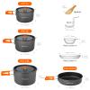 Odoland 15pcs Camping Cookware Non-Stick Lightweight Camping Pots and Pans Set with Plastic Plates Bowls Soup Spoon for Camping, Backpacking, Outdoor Cooking and Picnic view 4