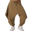 ODIZLI Harem Pants for Men Linen Pants Casual Trousers Summer Pants Baggy Beach Pants Loose Fit Yoga Pants Men Hammer Pants Mens Harem Pants Boho Hippie Drop Crotch Trousers Khaki M view 1