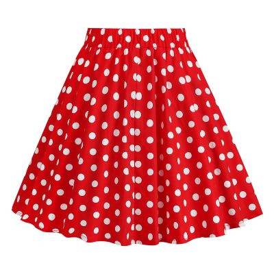 Girls Polka Dot Skirt Red 1950s Skirts Kids 50s Retro Vintage Skirt High Waist Polka Dot A Line Swing Skirt Midi Skirt Audrey Hepburn Rockabilly Swing Cocktail Skirt for Girl Toddler Red 9-10 Years