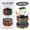 Odoland 9pcs Camping Cookware Non-Stick Lightweight Camping Pots and Pans Set with Plastic Bowls Soup Spoon for Camping, Backpacking, Outdoor Cooking and Picnic view 2