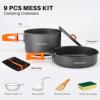 Odoland 9pcs Camping Cookware Non-Stick Lightweight Camping Pots and Pans Set with Plastic Bowls Soup Spoon for Camping, Backpacking, Outdoor Cooking and Picnic view 3