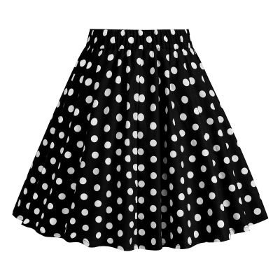 Girls Black Skirt 1950s Poodle Skirt for Kids Vintage Pleated Skirts A Line Audrey Hepburn Rockabilly Midi Skirts Swing Girls Black Polka Dot Skirt 1940s Skirt 50s Style Black 5-6 Years