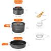 Odoland 10pcs Camping Cookware Camping Pots and Pans Set with Kettle Plastic Bowls and Soup Spoon for Camping, Backpacking, Outdoor Cooking and Picnic view 4