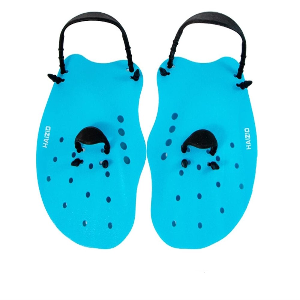 EXCEREY Kids' Silica Gel Swimming Gloves Webbed Aquatic Training Water Resistance Fitness Paddle Aerobics (Blue, Size M)