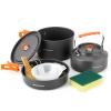 Odoland 10pcs Camping Cookware Camping Pots and Pans Set with Kettle Plastic Bowls and Soup Spoon for Camping, Backpacking, Outdoor Cooking and Picnic view 1