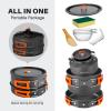 Odoland 10pcs Camping Cookware Camping Pots and Pans Set with Kettle Plastic Bowls and Soup Spoon for Camping, Backpacking, Outdoor Cooking and Picnic view 2