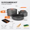 Odoland 10pcs Camping Cookware Camping Pots and Pans Set with Kettle Plastic Bowls and Soup Spoon for Camping, Backpacking, Outdoor Cooking and Picnic view 3