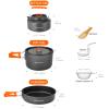 Odoland 10pcs Camping Cookware Camping Pots and Pans Set with Kettle Plastic Bowls and Soup Spoon for Camping, Backpacking, Outdoor Cooking and Picnic view 4