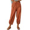 Akivide Women's High Waist Drawstring Cotton Linen Pants with 2 Pockets Straight Wide Leg Capri Cropped Trouser for Women view 1