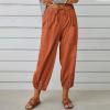Akivide Women's High Waist Drawstring Cotton Linen Pants with 2 Pockets Straight Wide Leg Capri Cropped Trouser for Women view 2