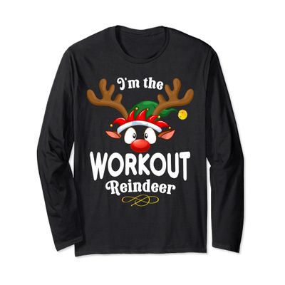 Christmas PJS Workout XMas Reindeer Matching Long Sleeve T-Shirt