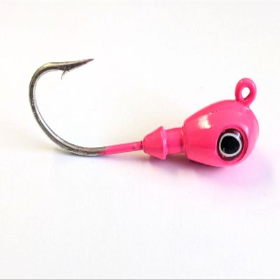 10 "Big Eye Jig Head Bass Cobia Cod Striper Lure Mustad Tinned Hook - Pink 3/8oz