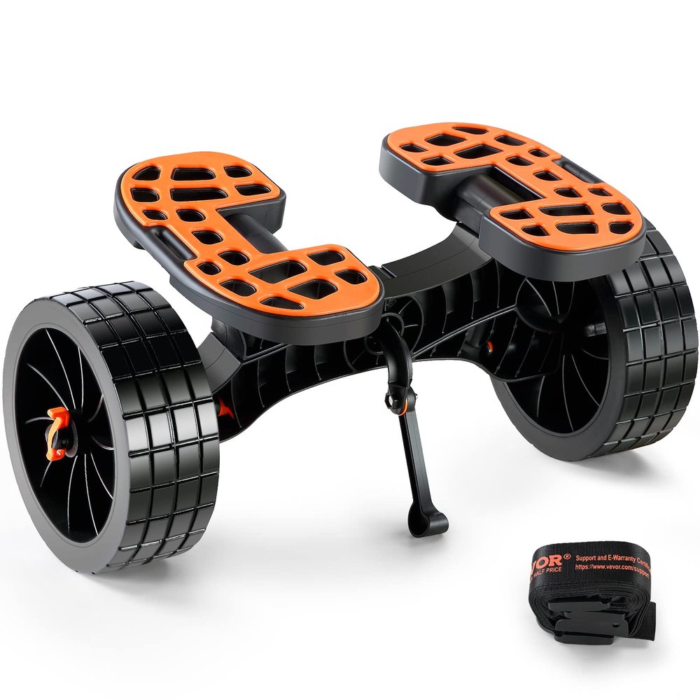 VEVOR Kayak and Canoe Trolley Cart with 10'' Solid Tires320lbs Load Capacity with Adjustable Brackets and StrapsAll-Terrain Durable Kayak Dolly cart