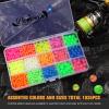 Dovesun Fishing Beads - 1035pcs (B-5mm6mm8mm/0.20in0.24in0.32in) - Glow in Dark & Laser Colors - Trout, Salmon, Steelhead, Walleye, Catfish, Pampano - Fishing Bait Eggs view 3