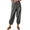 Akivide Women's High Waist Drawstring Cotton Linen Pants with 2 Pockets Straight Wide Leg Capri Cropped Trouser for Women view 1