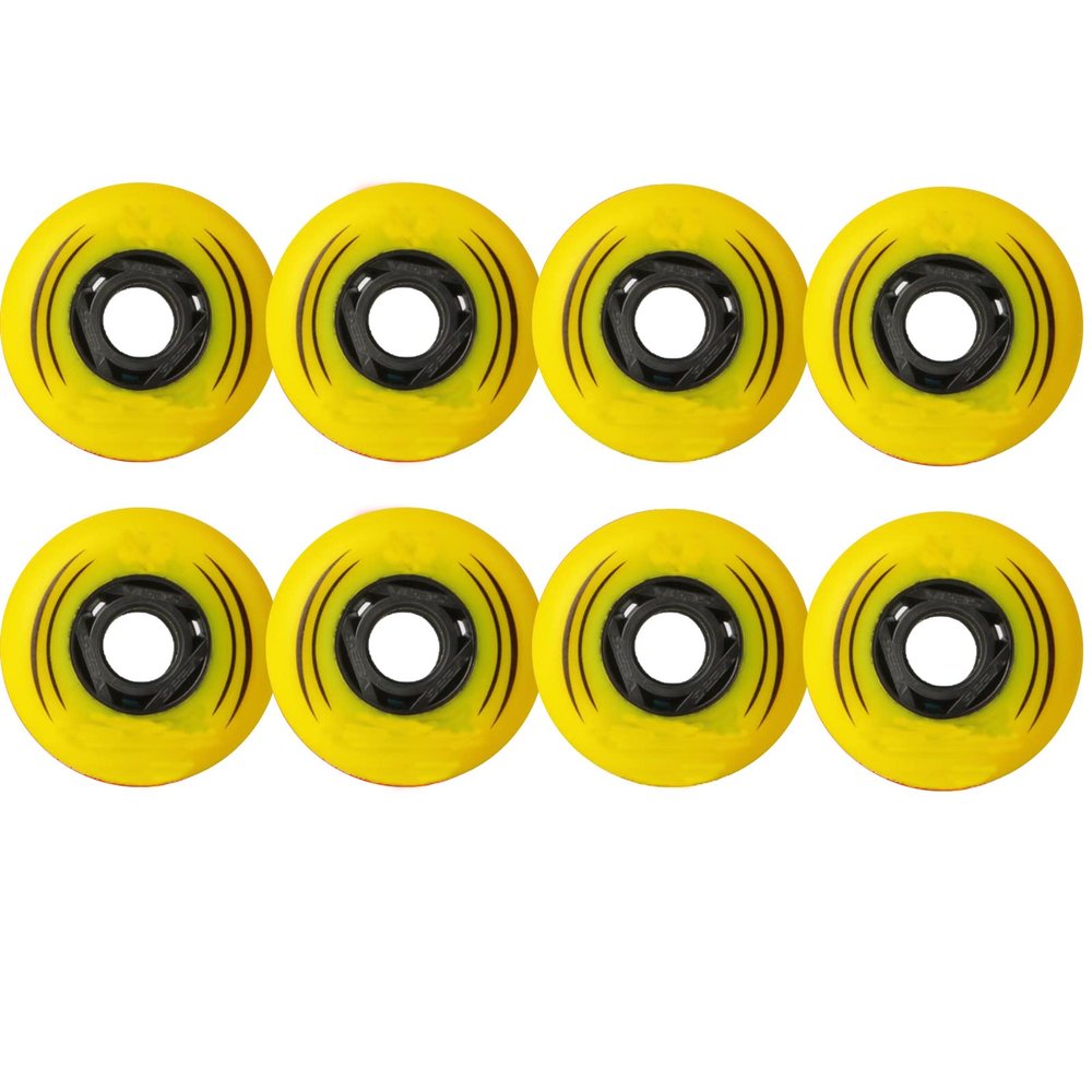 JHKJ 8 Pack Inline Skate Wheels 85a 72mm/76mm/80mm Indoor/Outdoor Inline Skate Replacement Wheel for Luggage, Training, Scooter, Office Chair etc,Yellow,80mm