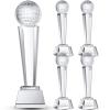Meooeck 4 Pcs Crystal Glass Golf Trophy with Gift Box 9.1 x 2.8 Inches Champion Award Austerity Paperweight for Desktop Large Table Decor for Tournaments Sports Competitions Parties Adults Kids view 1