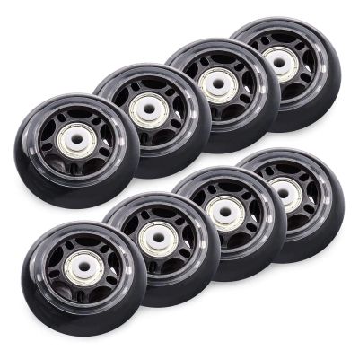 JHKJ 70mm/72mm/ 76mm80mm 82A Inline Skate Wheels, 8 Pack Replacement Roller Skating Wheels for Girls & Boys Wheels with Bearings ABEC 7 - Black,Black,72mm